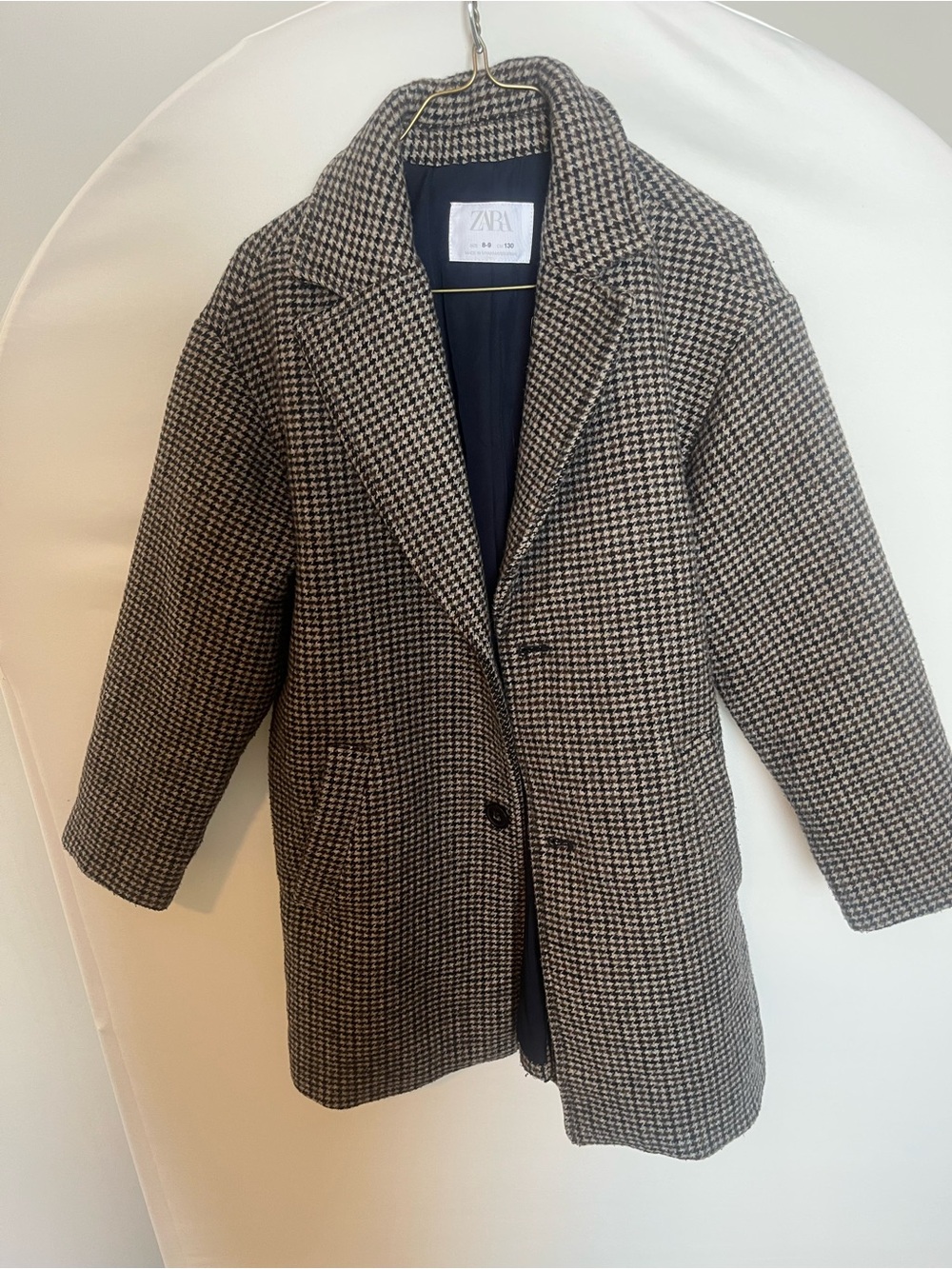 Zara Kids Houndstooth Wool-Blend Coat -